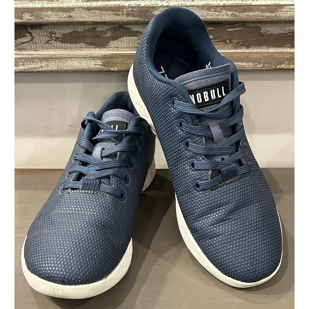 NoBull Trainer Sneaker Men 6.5/Women 8 Blue Low White Sole SuperFabric Shoes Gym